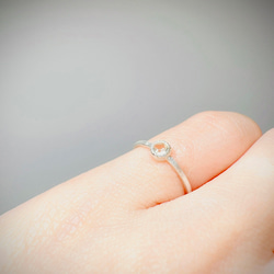 シトリン　ピンキーリング　ミルグレイン　ミル打ちリング　silver925 5枚目の画像