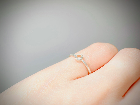 シトリン　ピンキーリング　ミルグレイン　ミル打ちリング　silver925 5枚目の画像