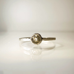 シトリン　ピンキーリング　ミルグレイン　ミル打ちリング　silver925 3枚目の画像