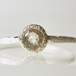 シトリン　ピンキーリング　ミルグレイン　ミル打ちリング　silver925 6枚目の画像