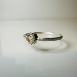 シトリン　ピンキーリング　ミルグレイン　ミル打ちリング　silver925 4枚目の画像