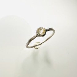 シトリン　ピンキーリング　ミルグレイン　ミル打ちリング　silver925 2枚目の画像