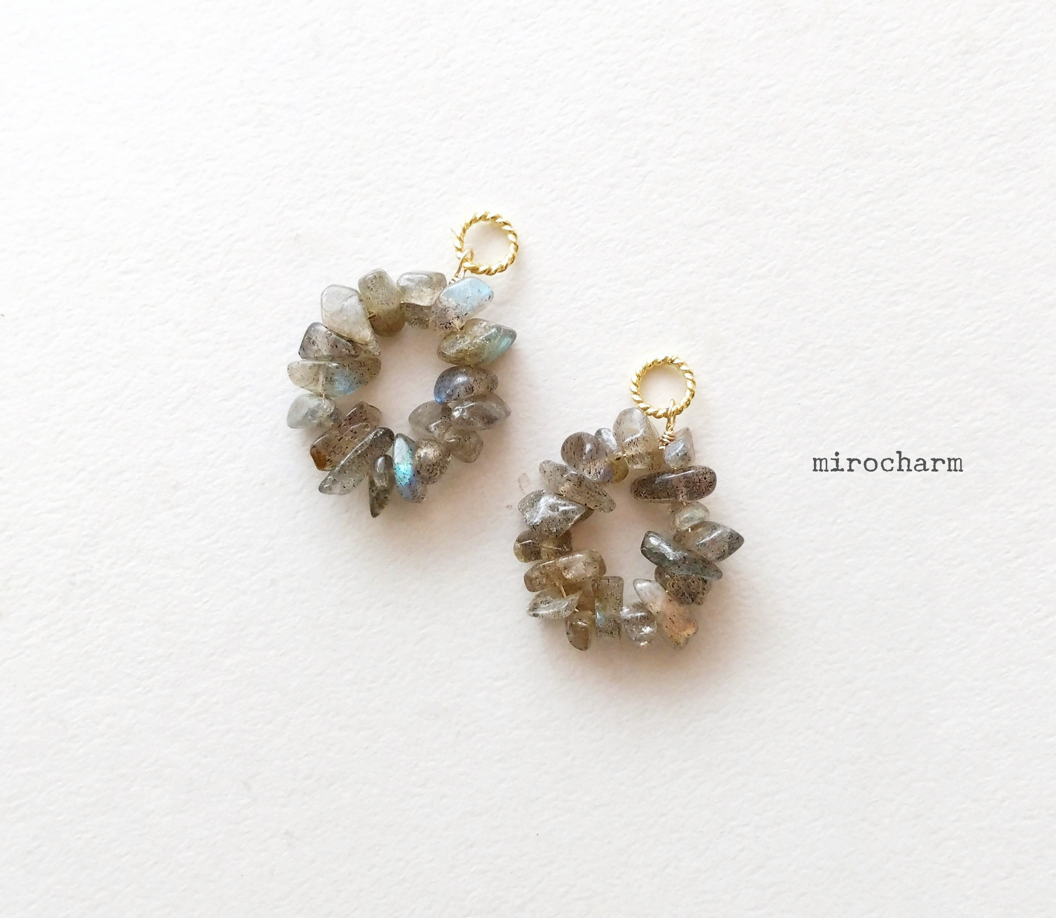 agete 未使用 アクアマリ ピアスチャーム り*な様 シェル ラブラドライト