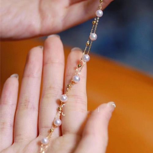 高級】淡水真珠 ブレスレットk18 ブレスレット パール大好き(購入前に  