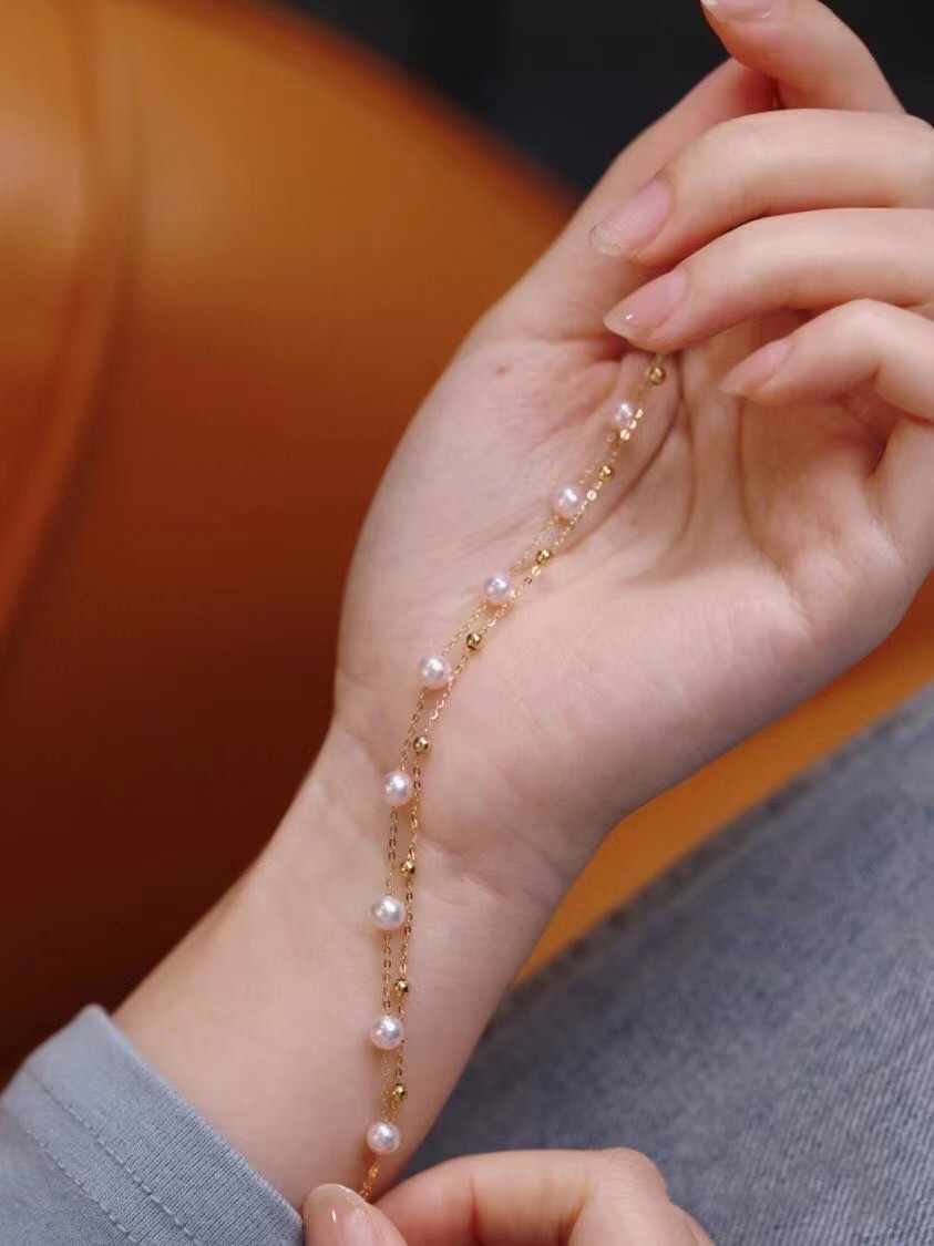 【高級】淡水真珠　ブレスレットk18