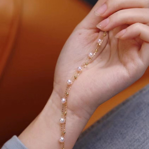 しの　K18淡水パール　デザインブレスレット　バングル　本真珠 しの K18淡水パール デザインブレスレット バングル 本真珠 しの K18