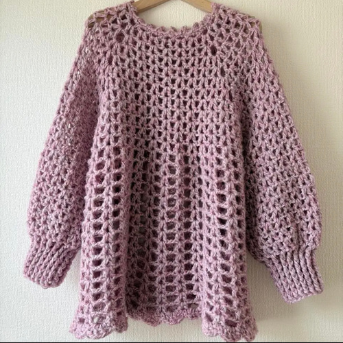 ⭐︎handmade⭐︎手編み ラメ入りピンクセーター ニット・セーター