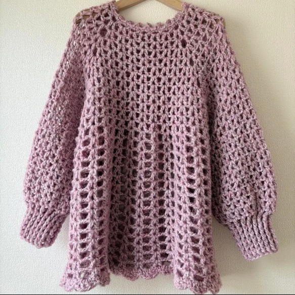 ⭐︎handmade⭐︎手編み ラメ入りピンクセーター ニット・セーター