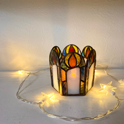 ステンドグラス カラフルなキャンドルホルダー キャンドル・キャンドル