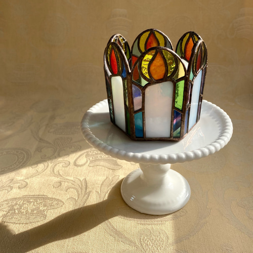 ステンドグラス カラフルなキャンドルホルダー キャンドル・キャンドル