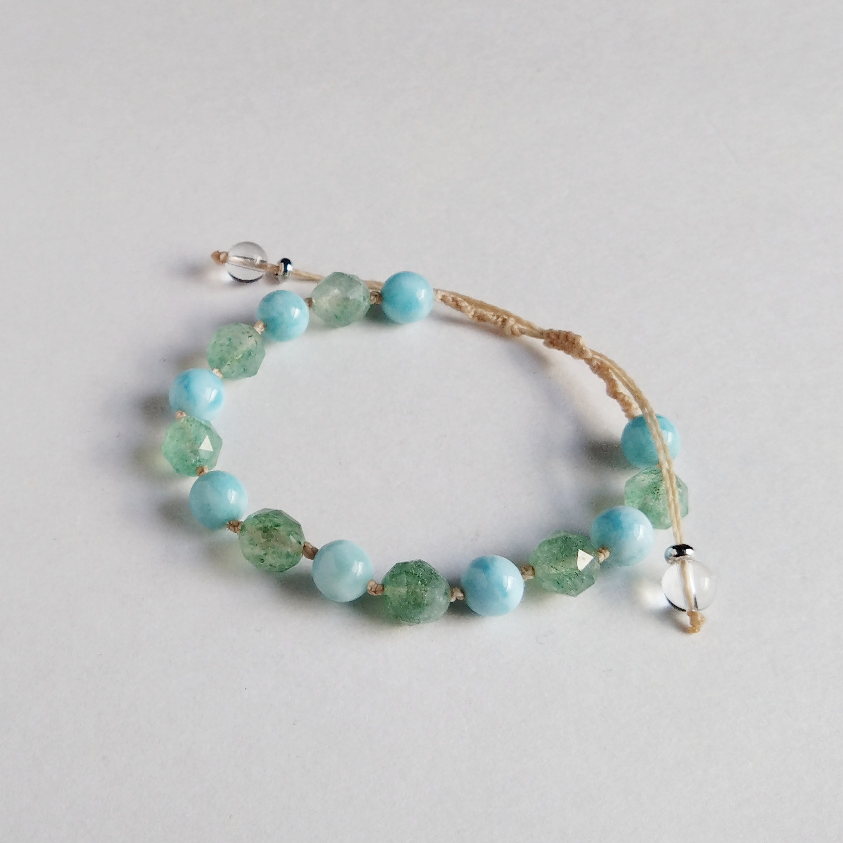 ラリマーandグリーンストロベリークォーツ マクラメ