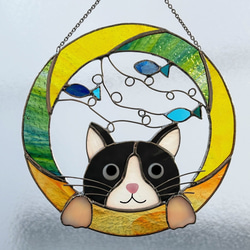 ステンドグラス 猫のサンキャッチャー•オーナメント サン