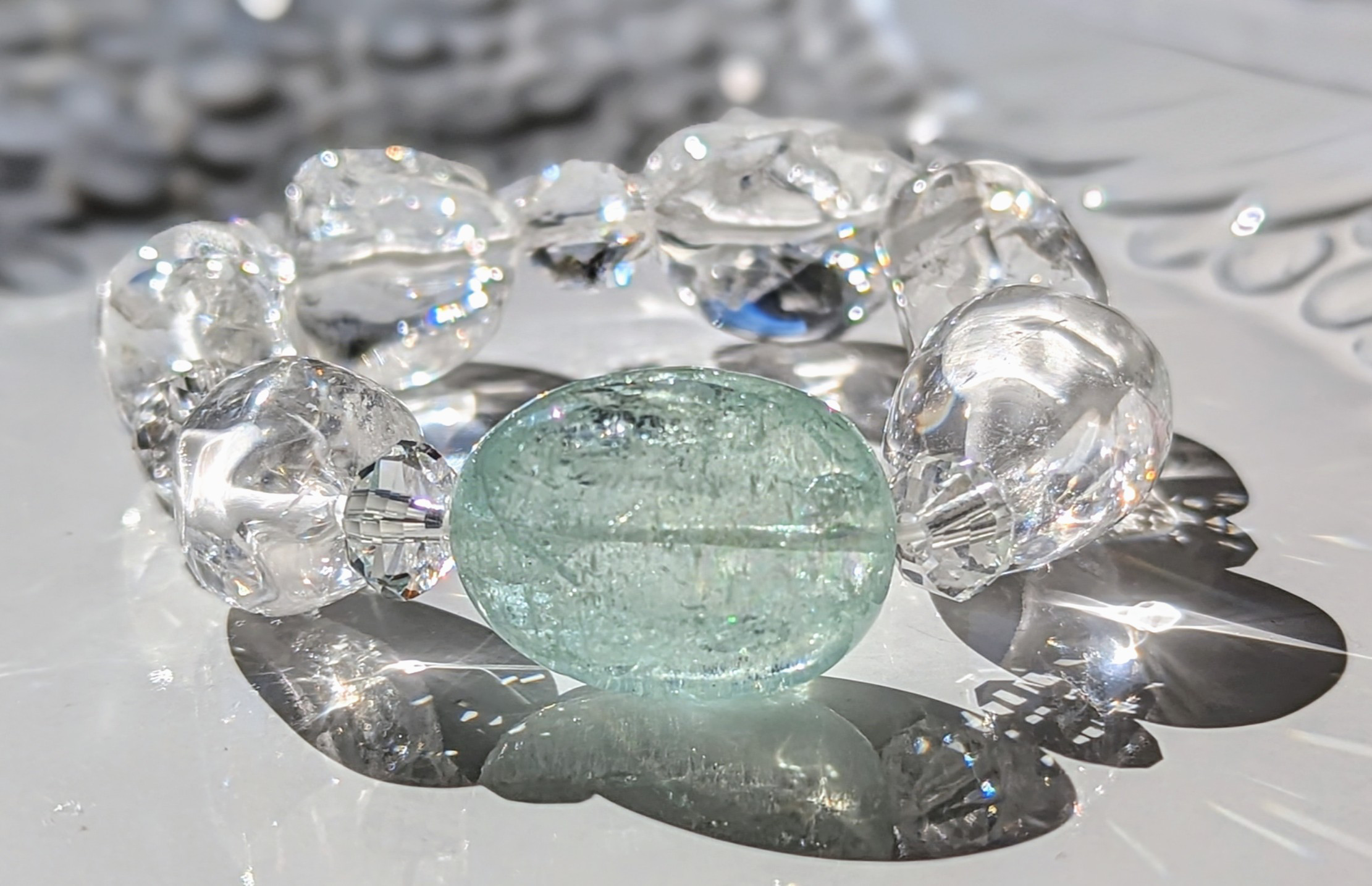 ✨穏やかで靭やかな思考と感情のクリアリングに✨アクアマリン&クリアクォーツのブレスレット✨