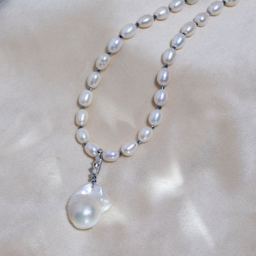 粒選べる」2WAY 大ぶりバロックパールネックレス ペンダント セミ  