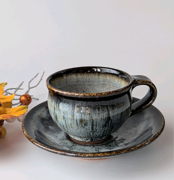 ブルーのコーヒーカップ＆ソーサー 【手仕事 民藝 和 陶器】 ティー