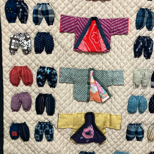 はんてんともんぺの 和服モチーフ タペストリー 着物リメイク