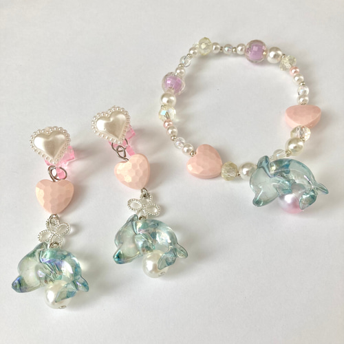 キッズ イヤリング ブレスレット セット イルカ パール kids