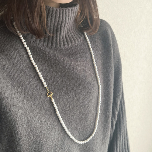 JORIE】ロング！100cm❤️国産貝パールネックレス サージカル