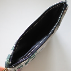 ［送料無料］コットンふかふかキルトポーチグレー花 5枚目の画像