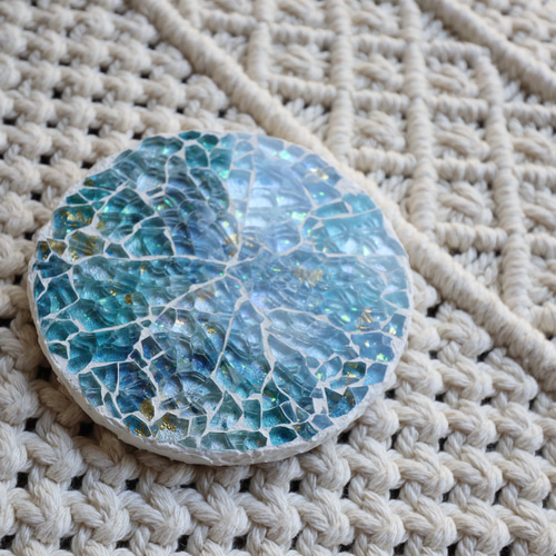 シマーグラスコースター コバルトディープグロウ ガラスプレート