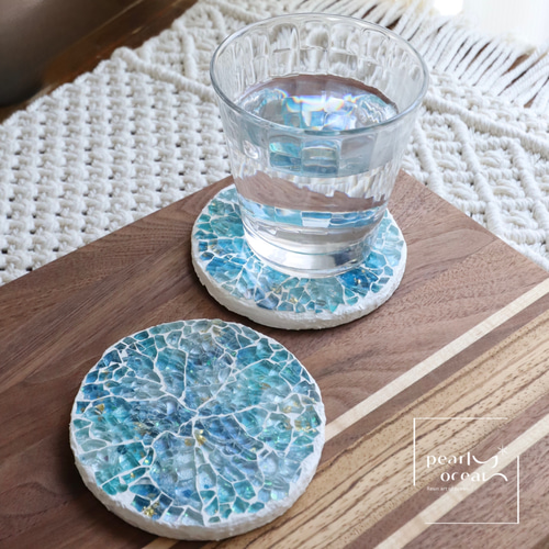 シマーグラスコースター コバルトディープグロウ ガラスプレート