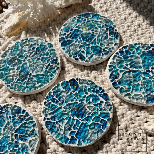 シマーグラスコースター コバルトディープグロウ ガラスプレート