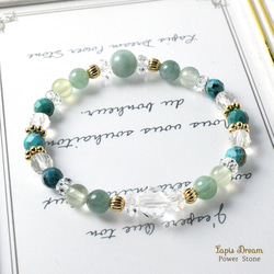 悪い氣を払って幸運を呼ぶお守り | ビルマ翡翠、ターコイズの天然石パワー.ストーン ブレスレット 2枚目の画像