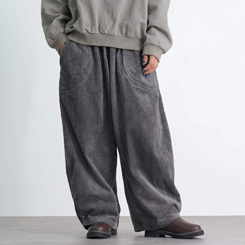 コーデュロイバルーンパンツ/グレー/遠州織物 ロングパンツ UZUiRO