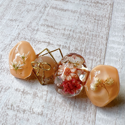 お花を使ったバレッタ ヘアクリップ ヘアアクセサリー 押し花