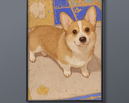 絵画 | イラストポスター 18 ☆ 【かわいいコーギー犬がおやつを 絵画 | イラストポスター 18 ☆ 【かわいいコーギー犬がおやつを