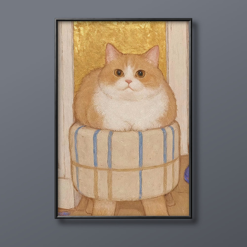 猫　絵画 藤田嗣治 (Tsuguharu Fujita)「白い猫」ART GALLERY M