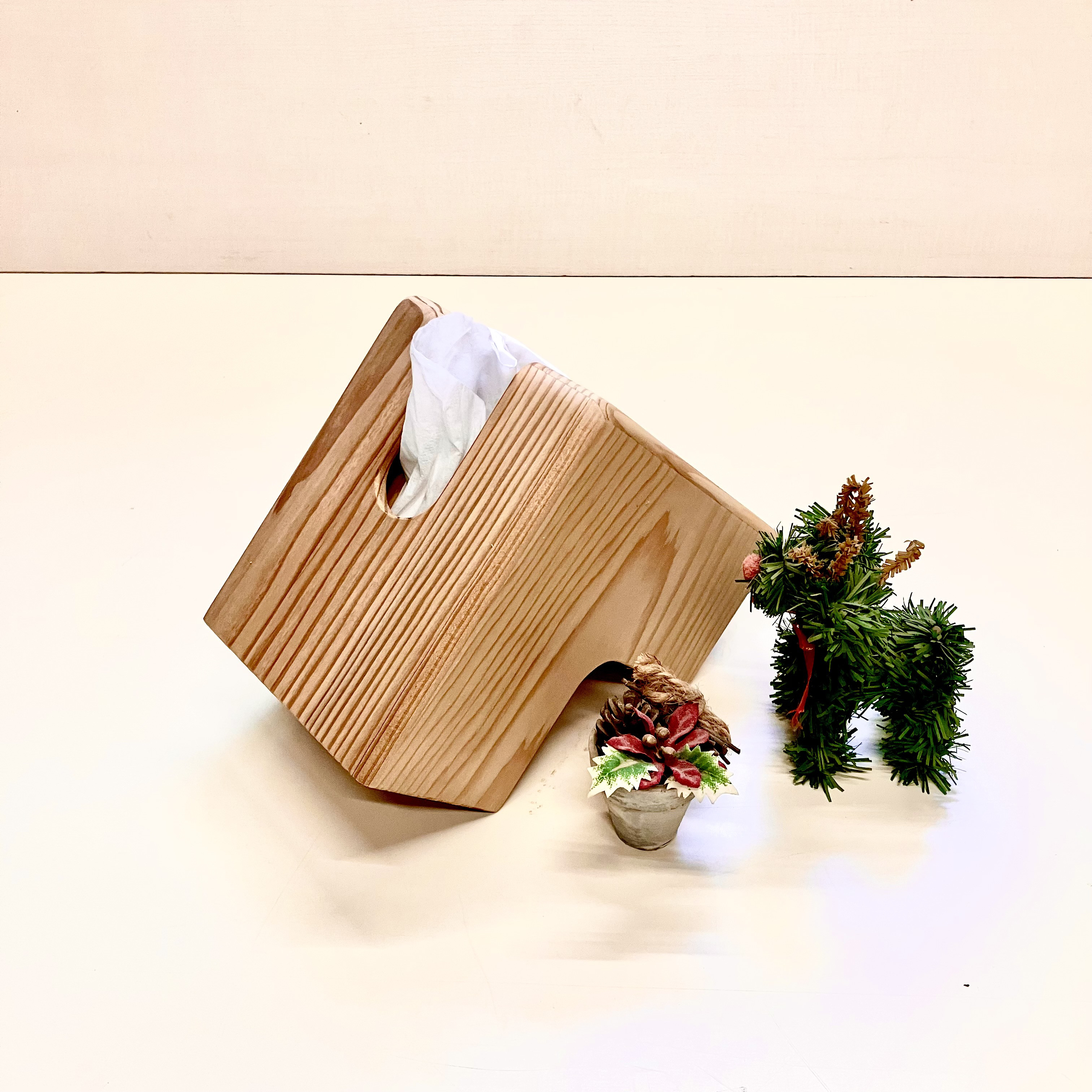 木製L型ティッシュボックス(本栂)