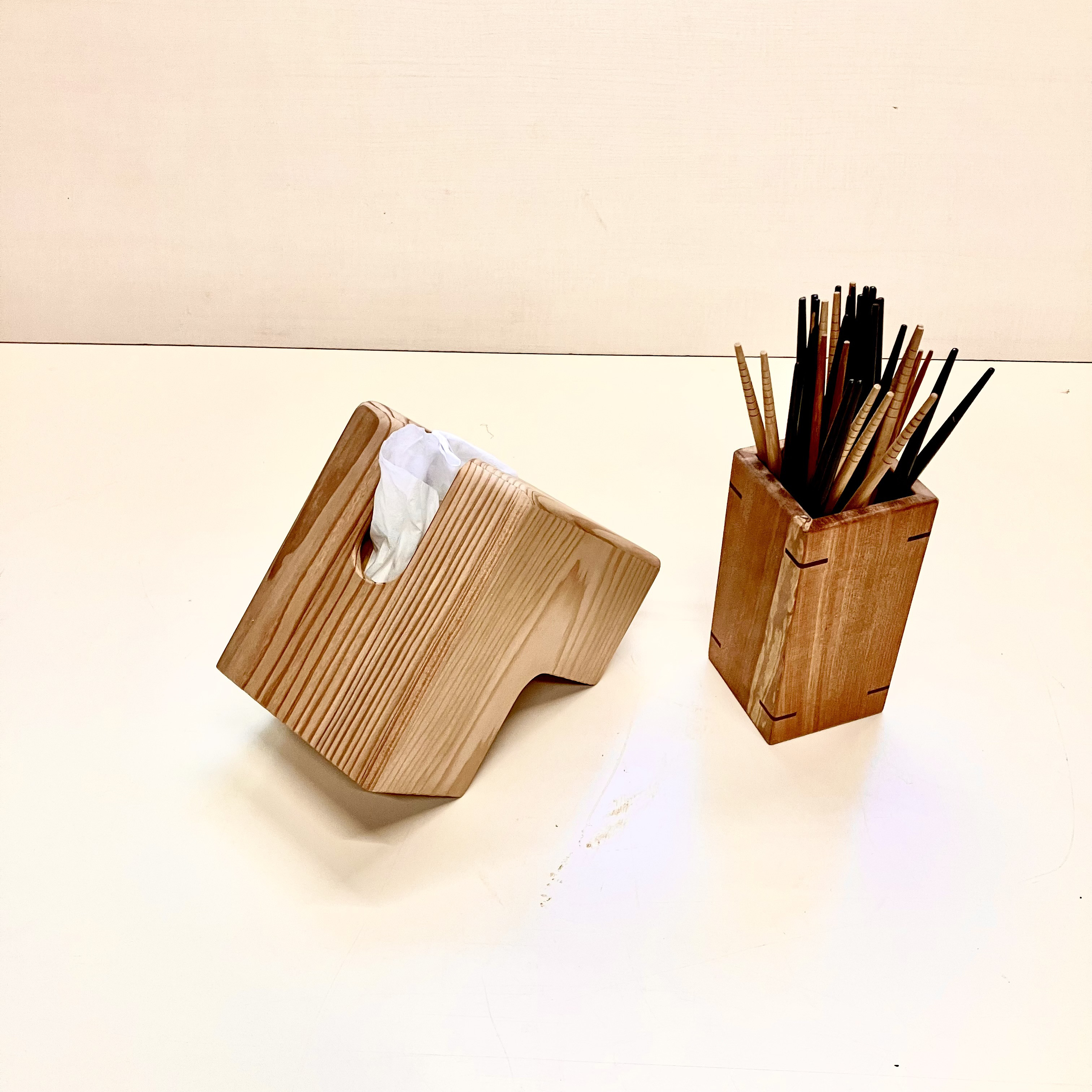 木製L型ティッシュボックス(本栂)