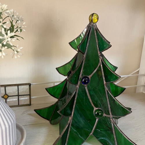 ステンドグラスのクリスマスツリーライト スタンドライト・テーブル