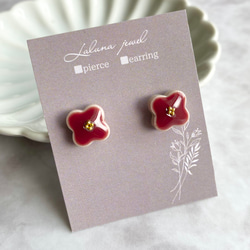 美濃焼✳︎【ネイビーブルー】フラワーピアス／イヤリング ピアス