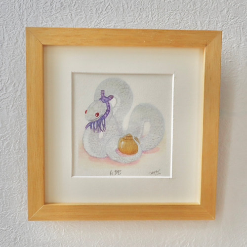 「白蛇」原画壁掛け絵画ちぎり絵 白蛇」原画壁掛け絵画ちぎり絵 切り絵 白蛇様 | Miyu工房