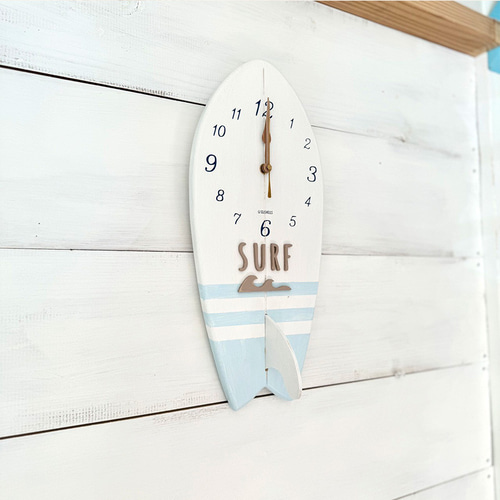 ビンテージ壁掛け時計　サーフボード壁掛け時計 サーフボード型時計 ハワイアン壁掛け時計 フィッシュテール