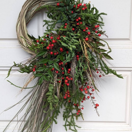 受注生産】レモングラスを使ったドライフラワーしめ縄 しめ縄