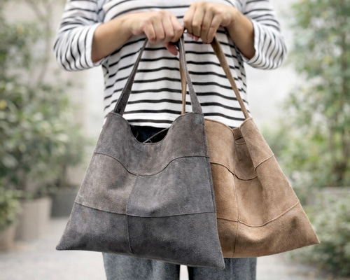 ピッグスエードのワンハンドルバッグ Mサイズ くすみカラー ショルダー