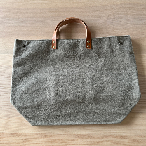 麻紐トートバッグ（ブルー×ブラウンL）受注製作 かごバッグ