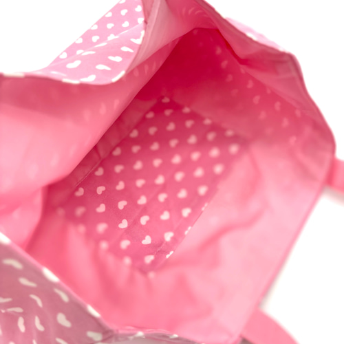 ○ハートがいっぱい♡通園通学3点セット/薄ピンク/上履き入れ 体操着袋