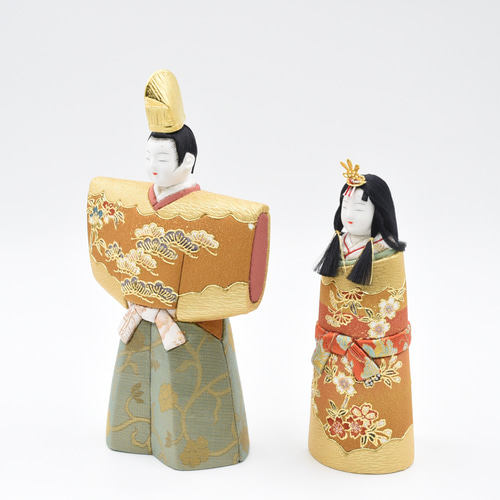 【雛蔵】立雛　純金箔押 新作 立雛【春光雛】 箔押 小判台飾り ひな人形・雛飾り 有松人形工房