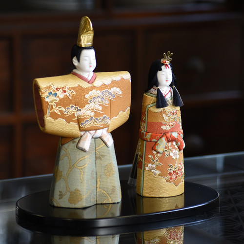 新作 立雛【春光雛】 箔押 小判台飾り ひな人形・雛飾り 有松