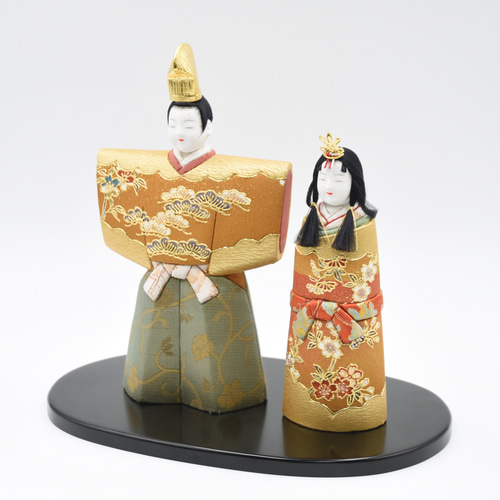 新作 立雛【春光雛】 箔押 小判台飾り ひな人形・雛飾り 有松人形工房