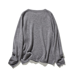 「Number 1」 可靠簡約設計羊毛針織衫 100% 羊毛 淺灰色 231110-5 第6張的照片