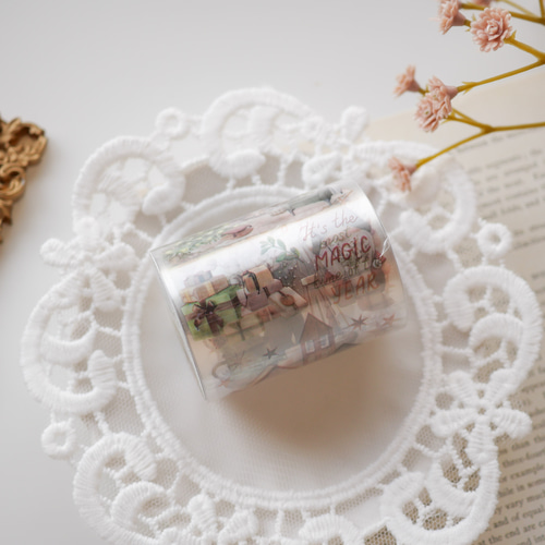 クリスマス クリアテープ マステ happiness [BZ333] マスキングテープ