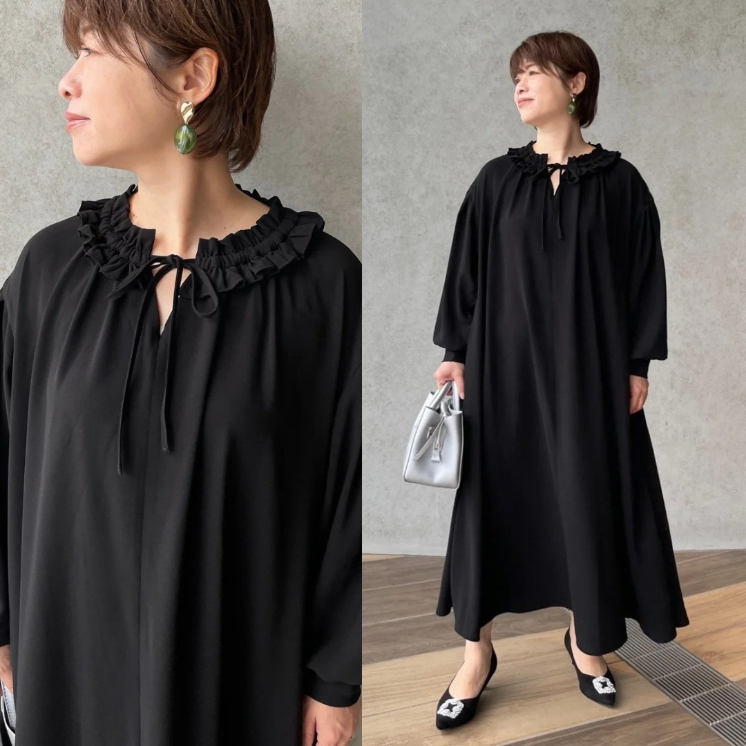 小柄S■超ゆったり♡普段～フォーマルまで♡お袖ぽわんフリルワンピース■ 卒業式 入学式 KMC-755 076681