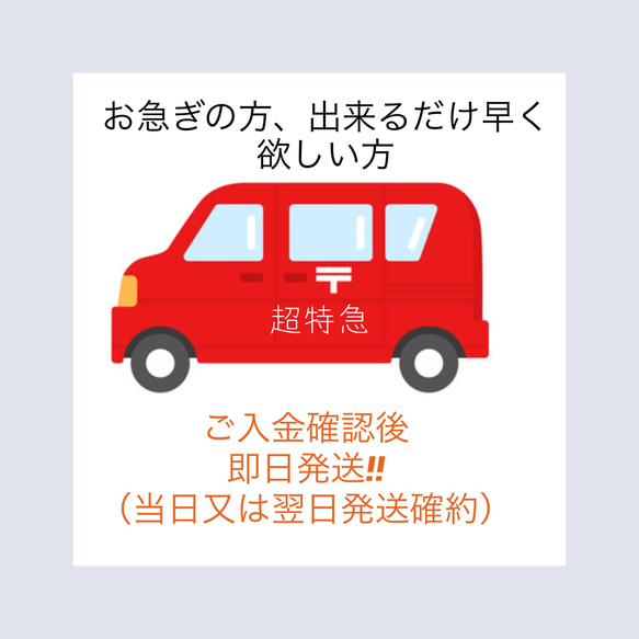 《超特急便》お急ぎの方に！ご入金確認後当日又は翌日発送確約! 1枚目の画像
