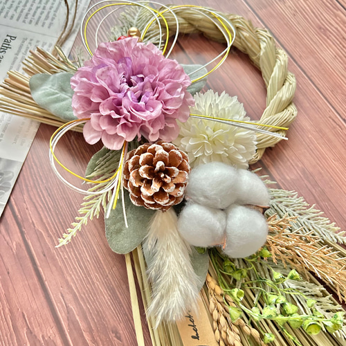 しめ縄リース お正月飾り ナチュラルインテリア 2way Natural＊しめ縄飾りしめ縄リースドライフラワー2way しめ縄リース