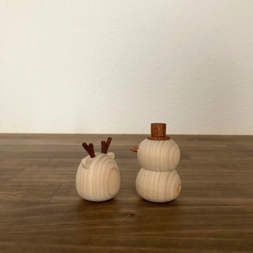 まんまるトナカイと雪だるま その他置物 NuKuNoKi [ぬくの木] 通販